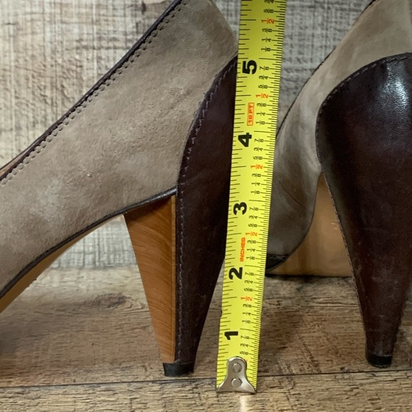 Fossil tan suede leather peep toe heels Size 7 - Picture 7 of 10
